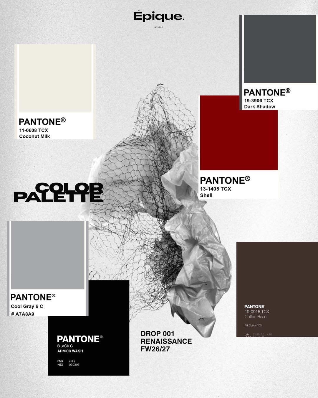 Planche de la palette de couleurs Pantone du Drop 001